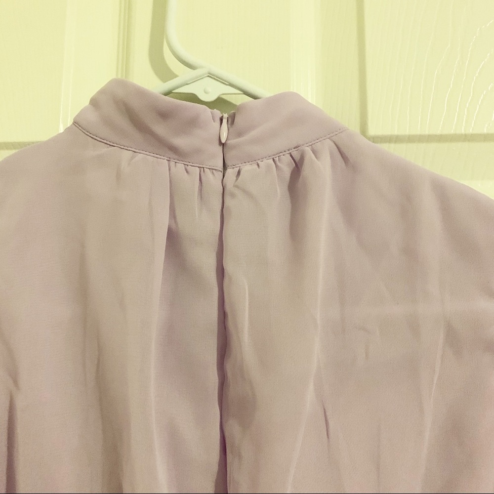 PrettyLittleThing Lilac High Neck Frill Hem Dress - Picture 7 of 8